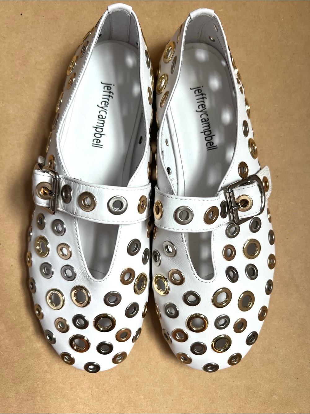 NEW Jeffrey Campbell x Free People White Grommet Mary Jane's in Size 6.5